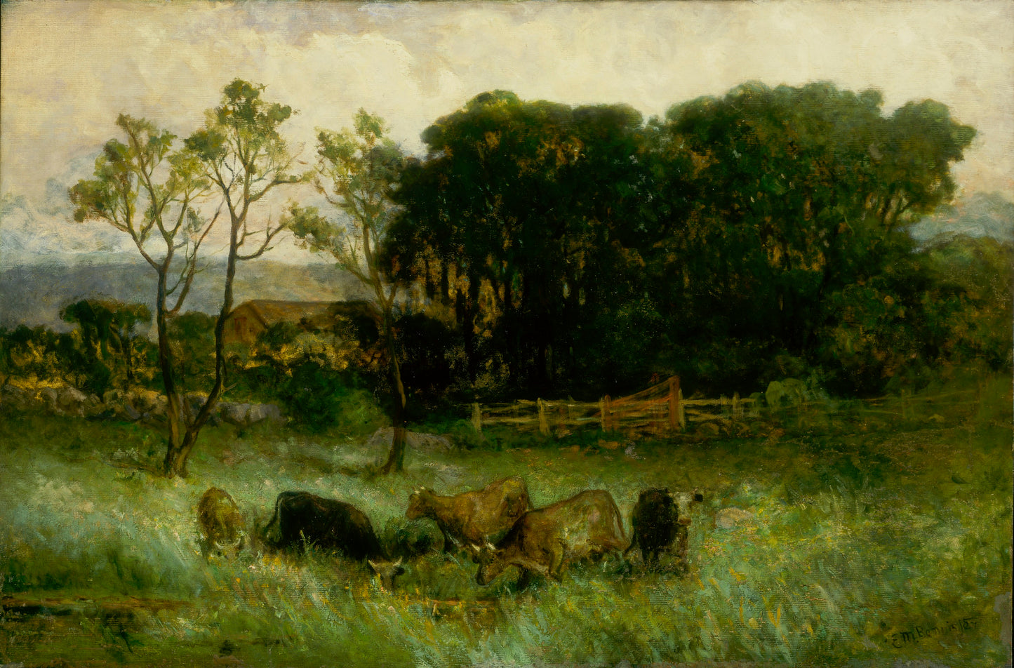 Edward Mitchell Bannister:Untitled (five cows in pasture),16x12"(A3)Poster