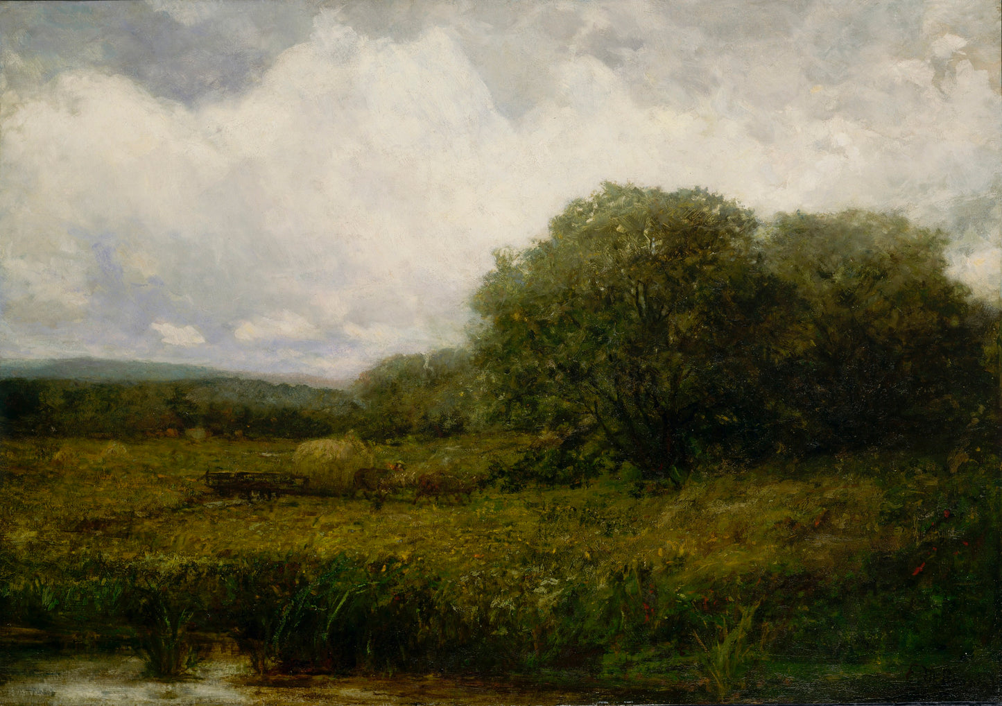 Edward Mitchell Bannister:Untitled (landscape with oxen and ,16x12"(A3)Poster