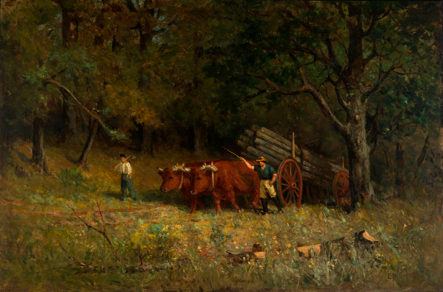 Edward Mitchell Bannister:Untitled (boy and man with oxen),16x12"(A3)Poster
