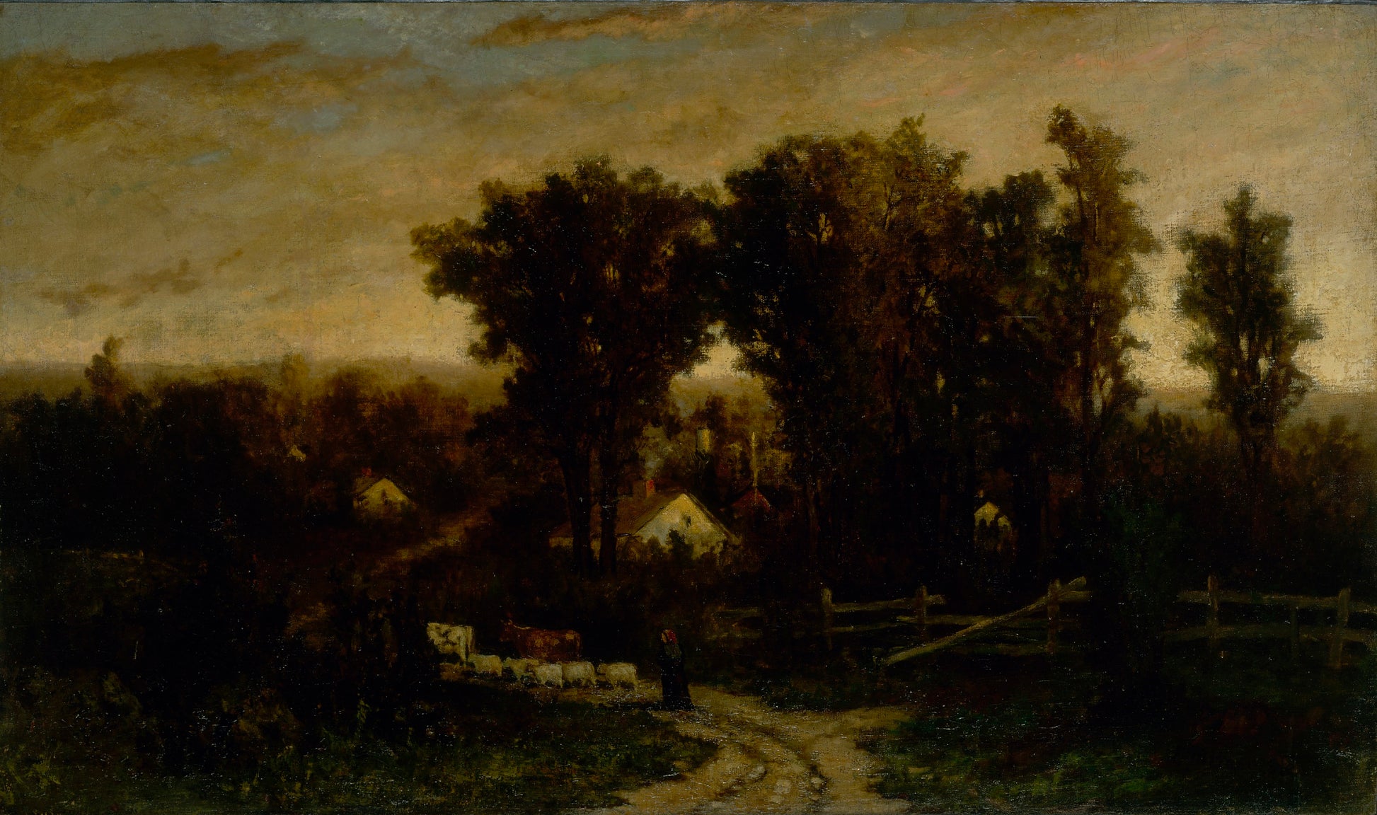 Edward Mitchell Bannister:Untitled (woman with cattle and sh,16x12"(A3)Poster