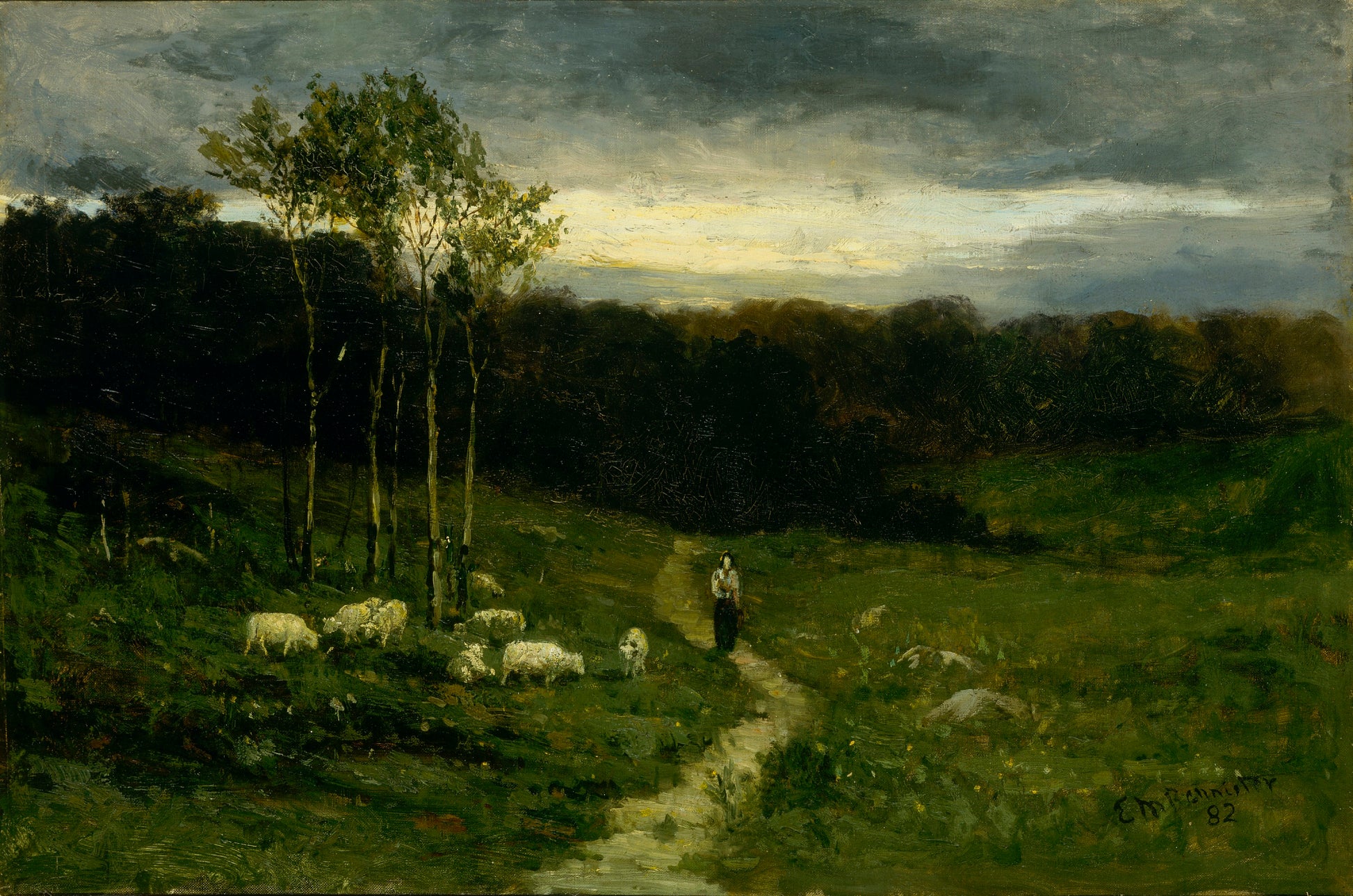 Edward Mitchell Bannister:Woman Walking down Path,16x12"(A3)Poster