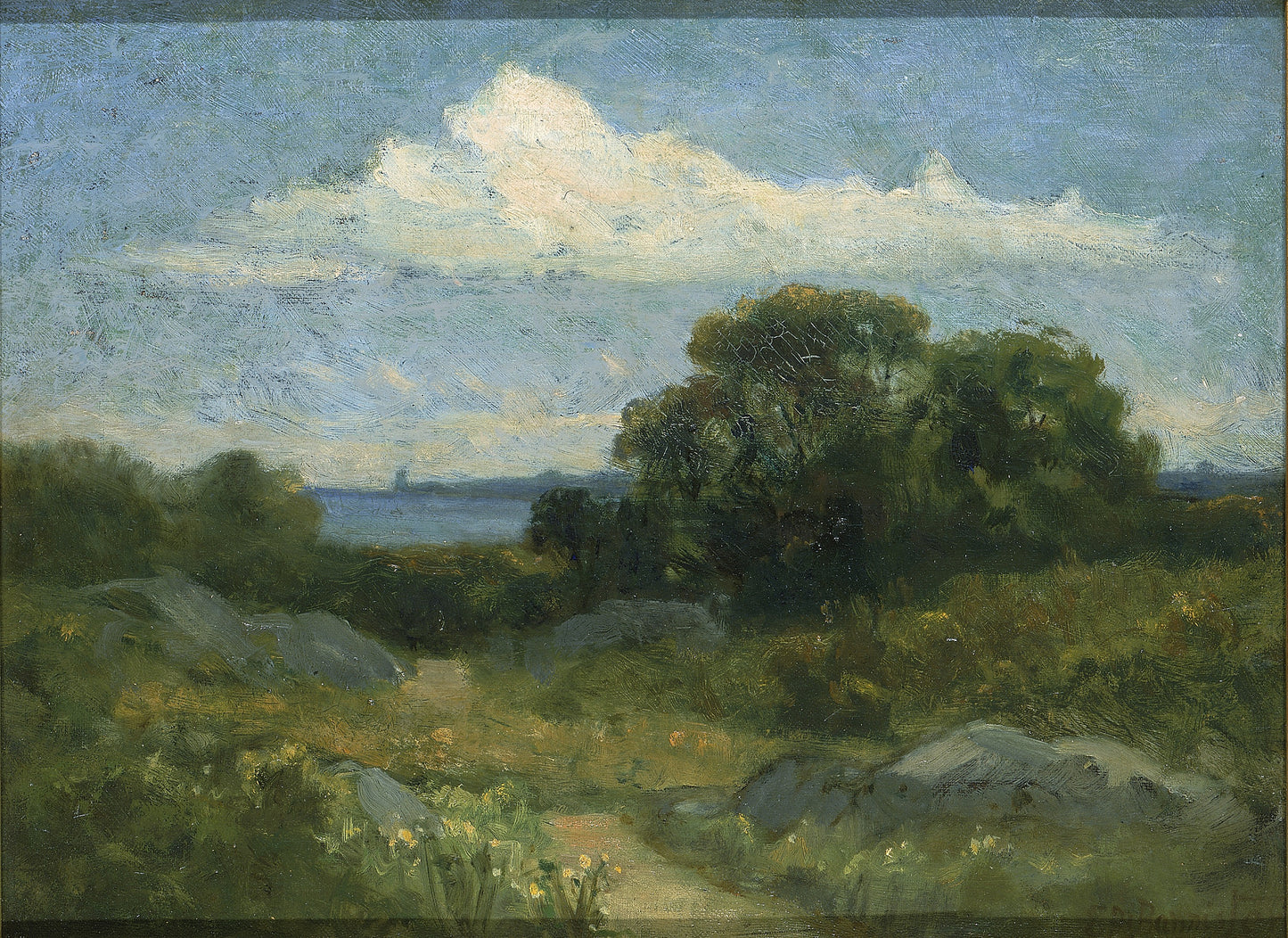 Edward Mitchell Bannister:Landscape (trees and rocks by lake,16x12"(A3)Poster