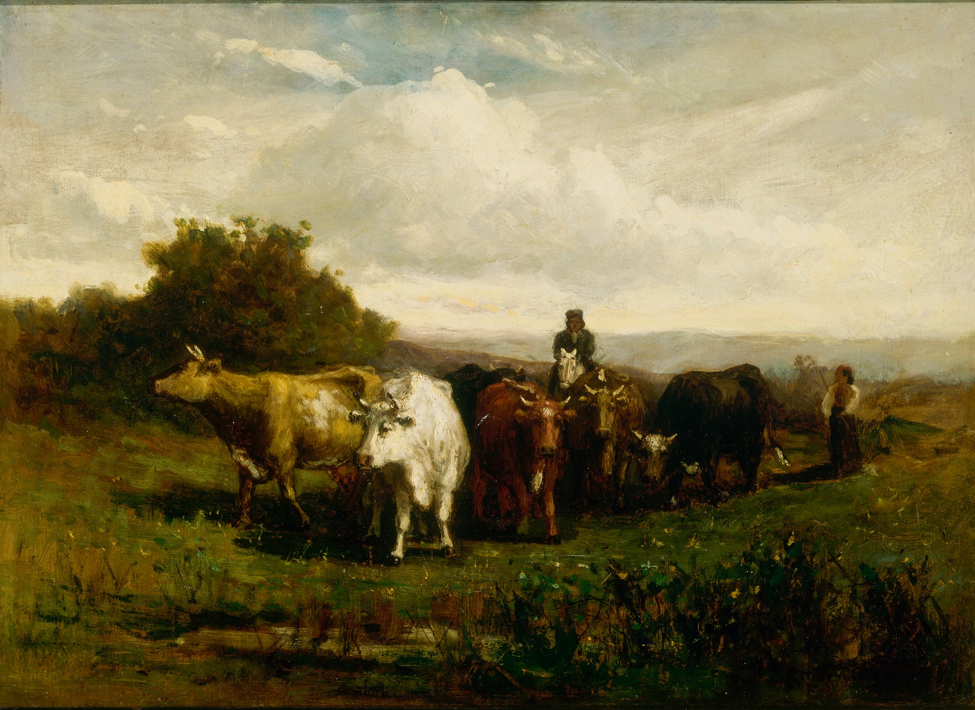 Edward Mitchell Bannister:Untitled (man on horseback, woman ,16x12"(A3)Poster
