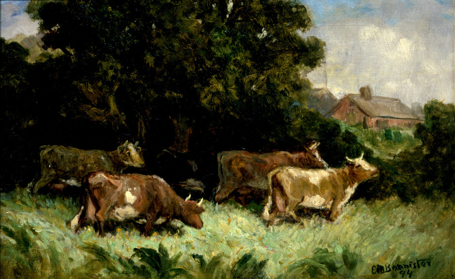 Edward Mitchell Bannister:Untitled (five cows in pasture, ro,16x12"(A3)Poster