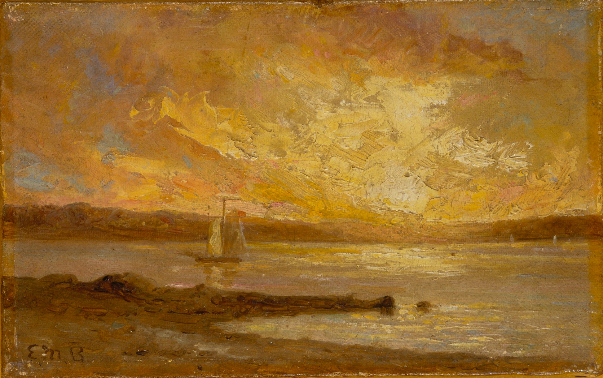 Edward Mitchell Bannister:Boat on Sea,16x12"(A3)Poster