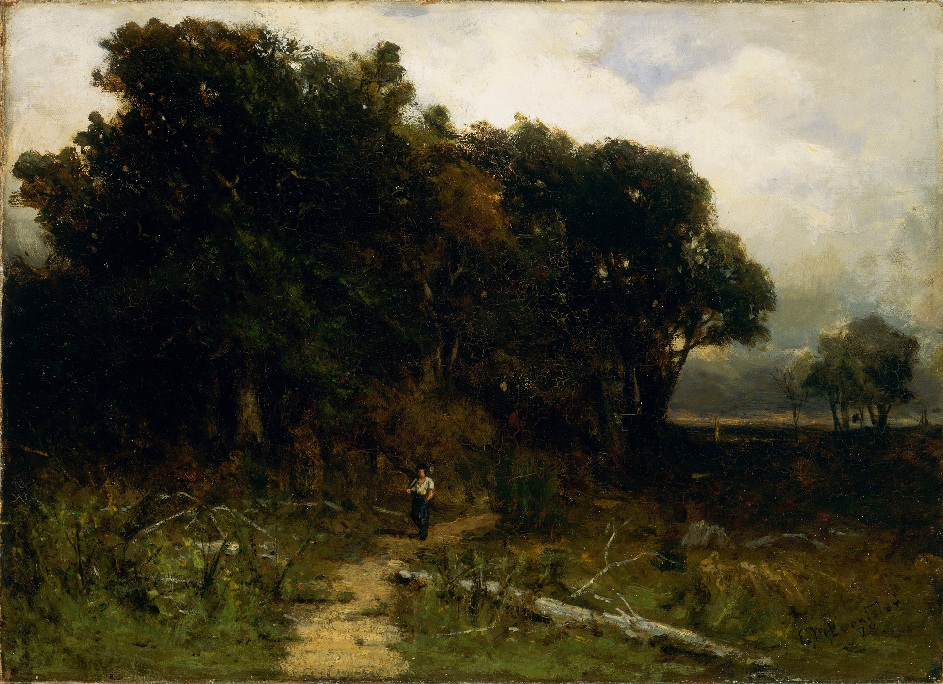 Edward Mitchell Bannister:Untitled (landscape, woodcutter on,16x12"(A3)Poster