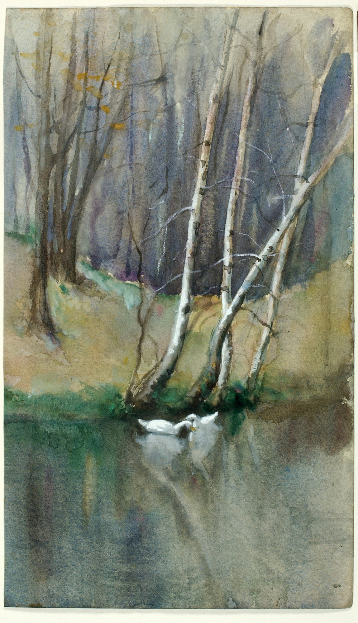 Edward Mitchell Bannister:Untitled (Wood Scene with Birch Tr,16x12"(A3)Poster