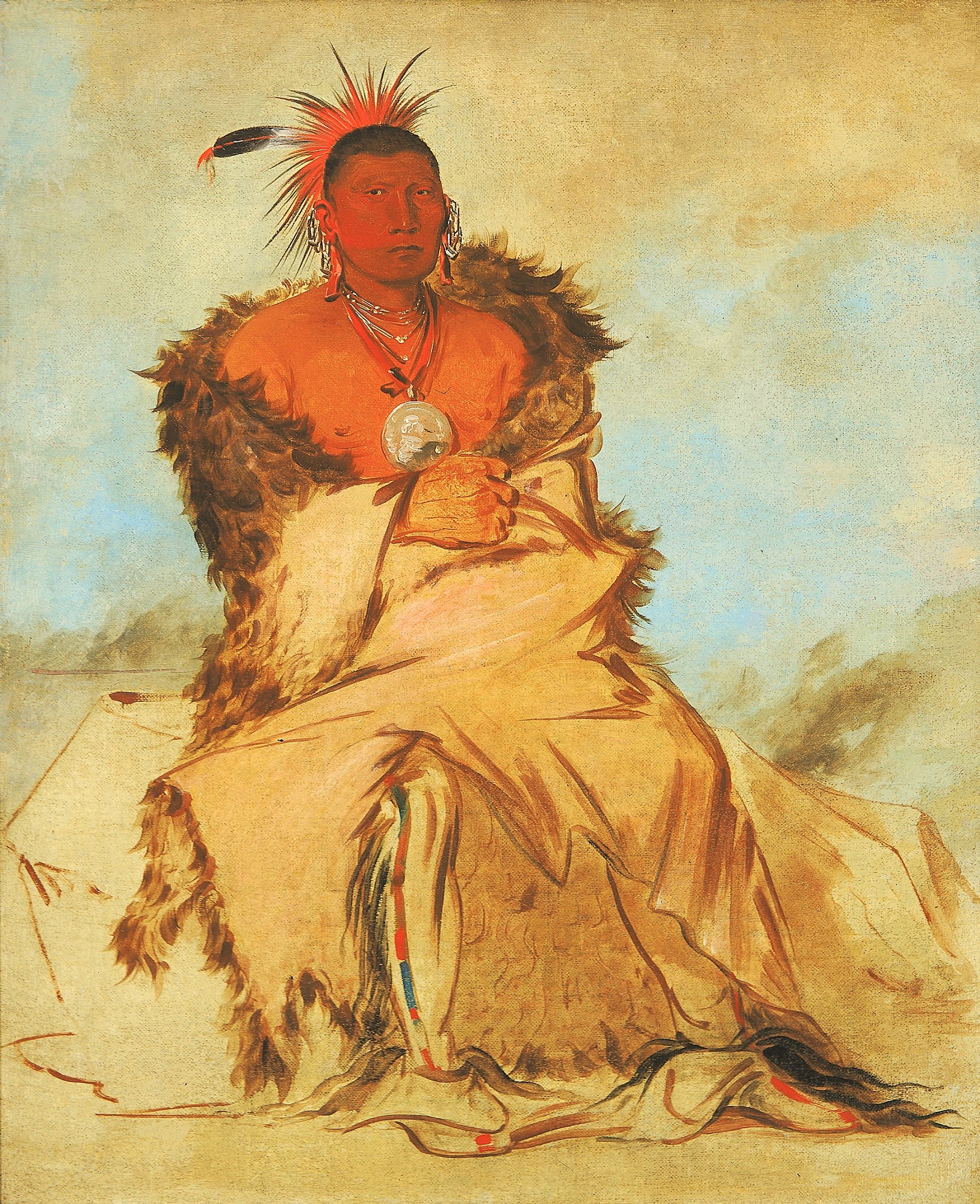 George Catlin:Loo-rá-wée-re-coo, Bird that Goes to War, a ,16x12"(A3)Poster