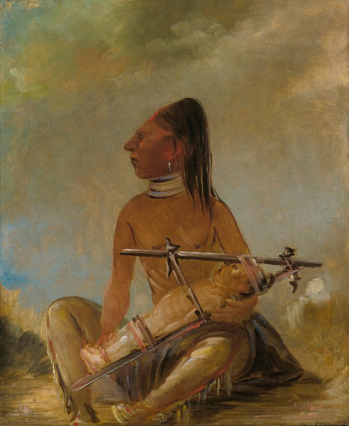 George Catlin:Woman and Child, Showing How the Heads of Chil,16x12