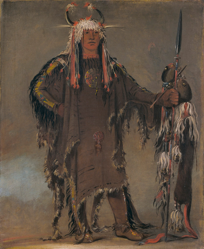 George Catlin:Peh-tó-pe-kiss, Eagle's Ribs, a Piegan Chief,16x12