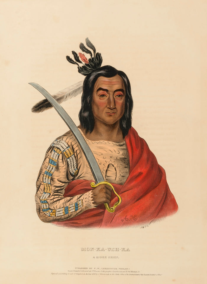 Charles Bird King:MON-KA-USH-KA. A SIOUX CHIEF., from Histor,16x12