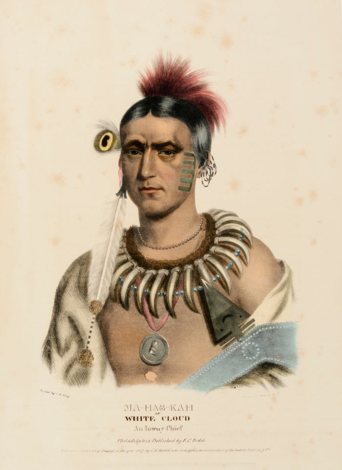 Charles Bird King:MA-HAS-KAH, from History of the Indian Tri,16x12