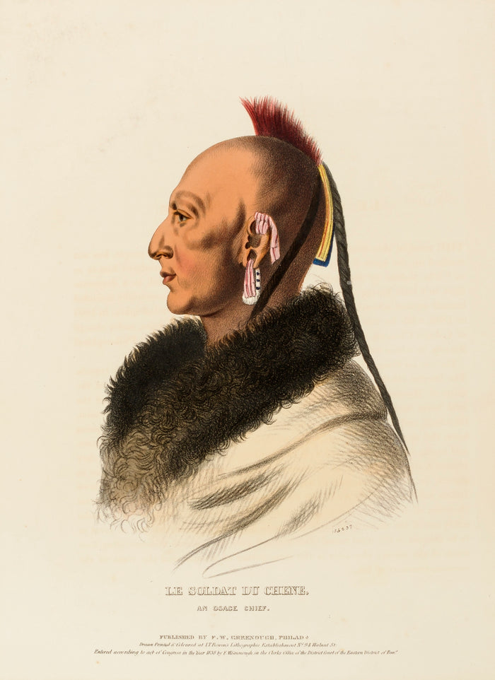 Charles Bird King:LE SOLDAT DU CHENE, AN OSAGE CHIEF., from ,16x12