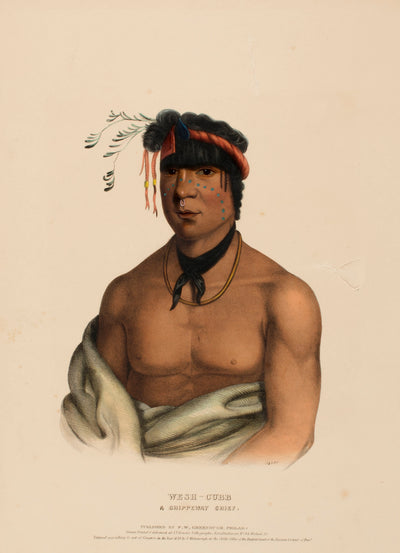 Charles Bird King:WESH-CUBB. A CHIPPEWAY CHIEF, from History,16x12"(A3)Poster