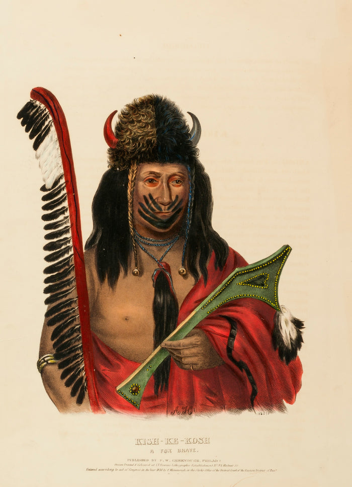 Charles Bird King:KISH-KE-KOSH. A FOX BRAVE, from History of,16x12