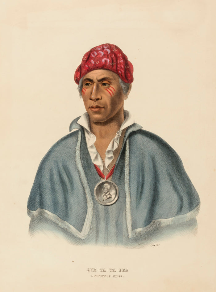 Charles Bird King:QUA-TA-WA-PLA. A SHAWANOE CHIEF from Histo,16x12