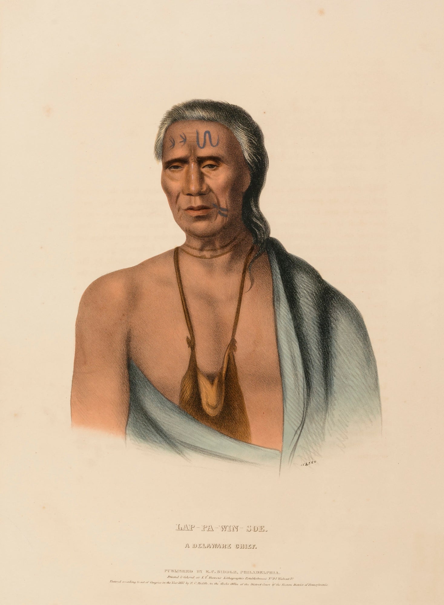 Charles Bird King:LAP-PA-WIN-SOE. A DELAWARE CHIEF., from Hi,16x12"(A3)Poster