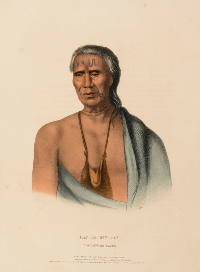 Charles Bird King:LAP-PA-WIN-SOE. A DELAWARE CHIEF., from Hi,16x12