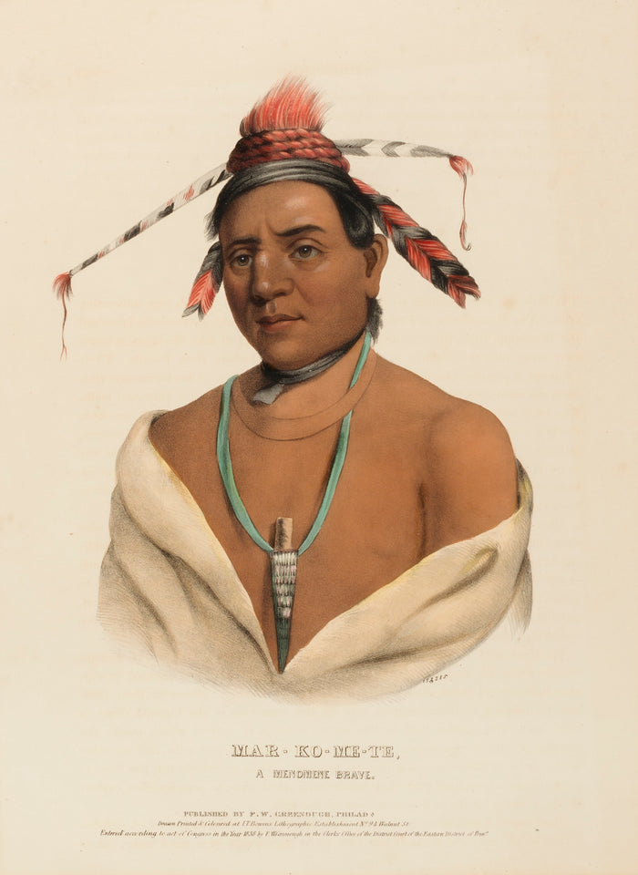 Charles Bird King:MAR-KO-ME-TE, A MENOMENE BRAVE, from Histo,16x12