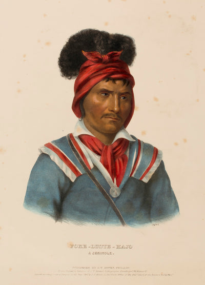 Charles Bird King:FOKE-LUSTE-HAJO. A SEMINOLE., from History,16x12"(A3)Poster