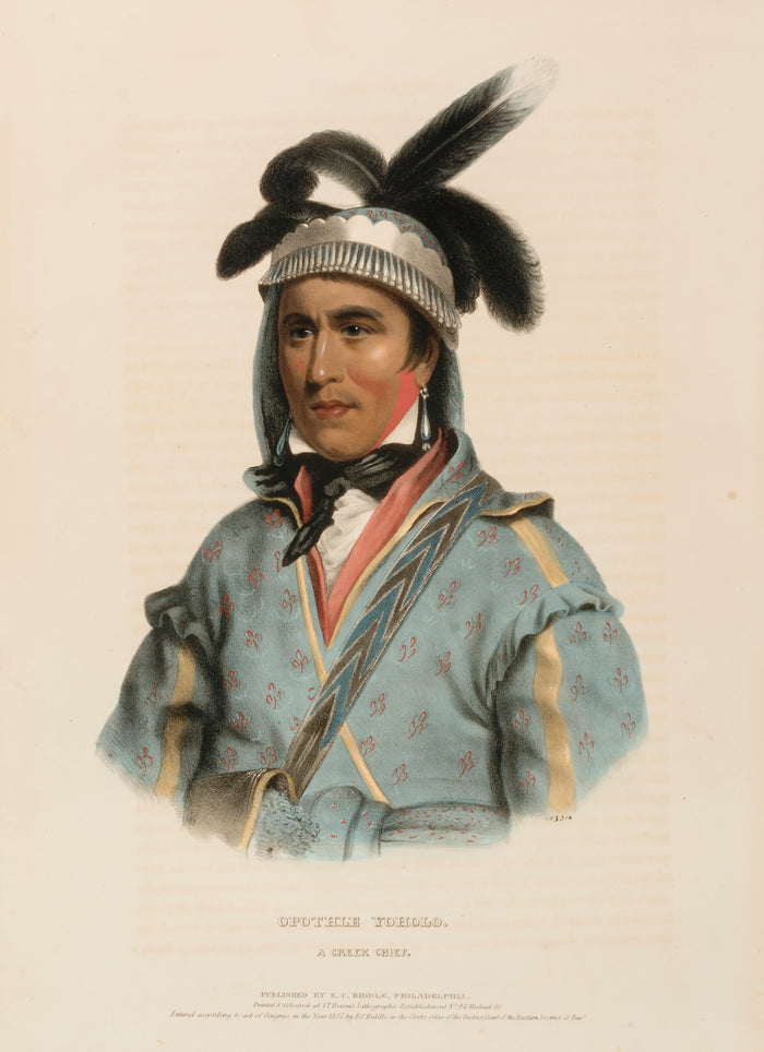 Charles Bird King:OPOTHLE YOHOLO. A CREEK CHIEF., from Histo,16x12