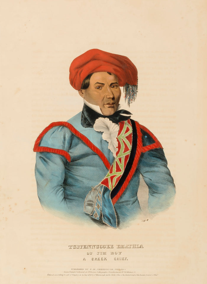 Charles Bird King:TUSTENNUGGEE EMATHLA, from History of the ,16x12