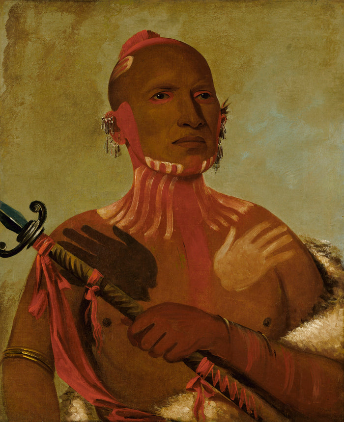 George Catlin:Wée-sheet, Sturgeon's Head, a Fox Warrior,16x12