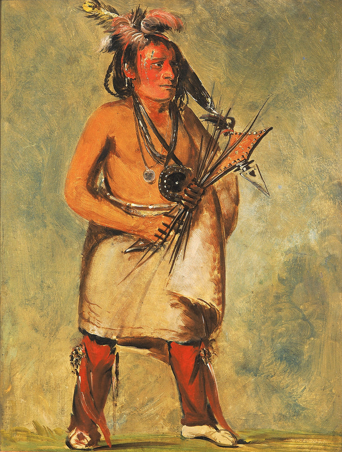 George Catlin:Wa-kon-chásh-kaw, He Who Comes on the Thunder,16x12