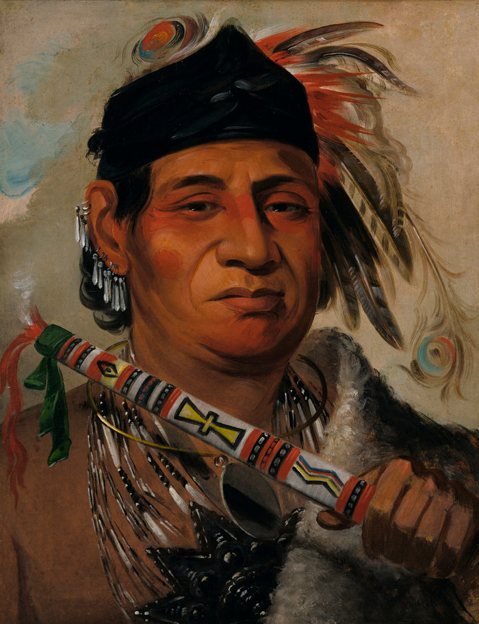 George Catlin:Mah-kée-mee-teuv, Grizzly Bear, Chief of the ,16x12