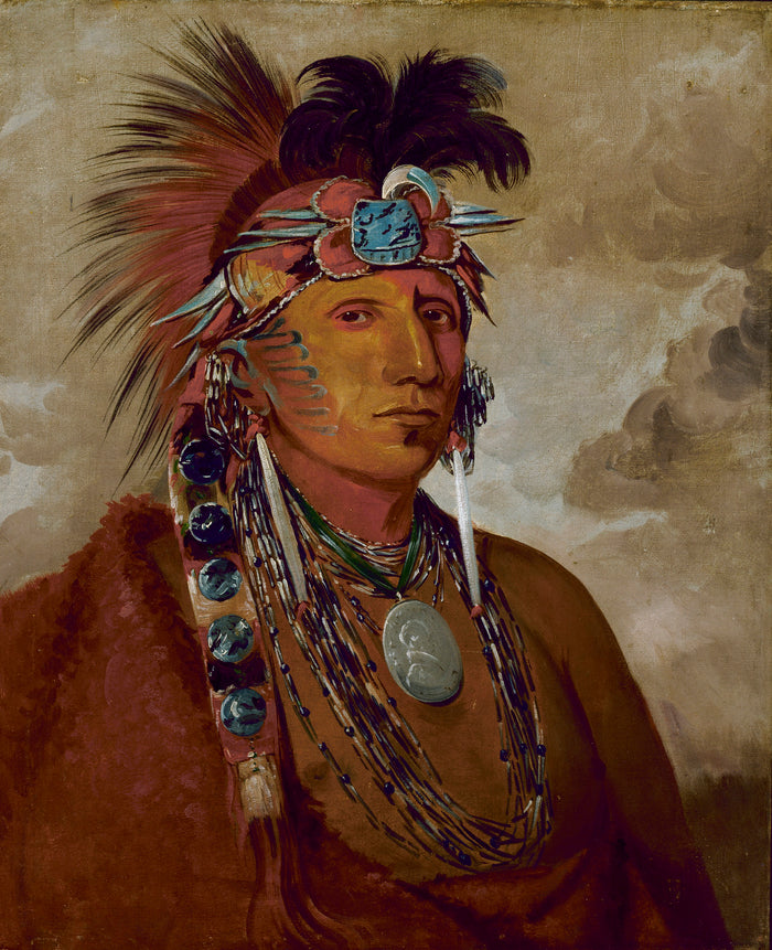 George Catlin:Shó-me-kós-see, The Wolf, a Chief,16x12