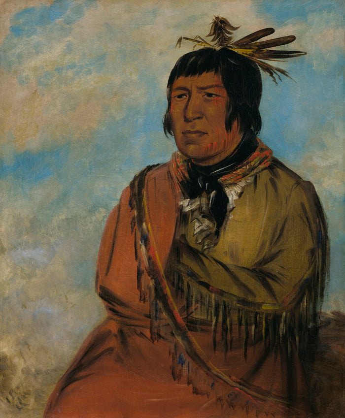 George Catlin:Na-pów-sa, Bear Traveling at Night, a Chief,16x12