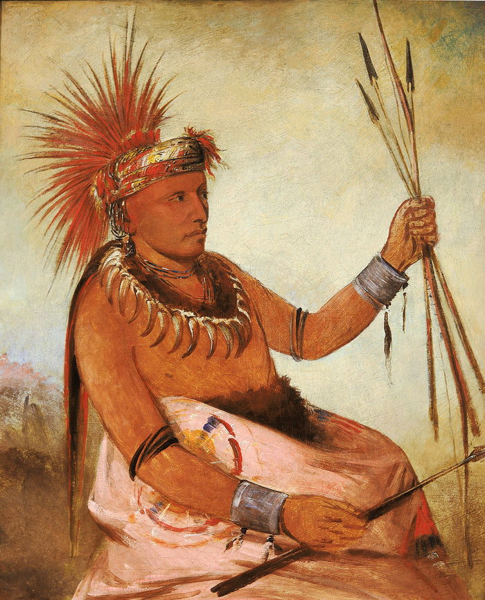 George Catlin:Wos-cóm-mun, Busy Man, a Brave,16x12