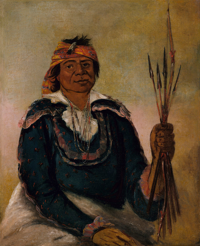 George Catlin:Ni-có-man, The Answer, Second Chief,16x12