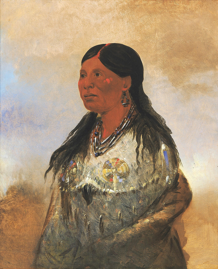 George Catlin:Hón-je-a-pút-o, Wife of Bear-catcher,16x12