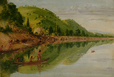 George Catlin:View on the St. Peter's River, Sioux Indians P,16x12"(A3)Poster