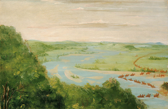 George Catlin:View of the Canadian River, Dragoons Crossing,16x12