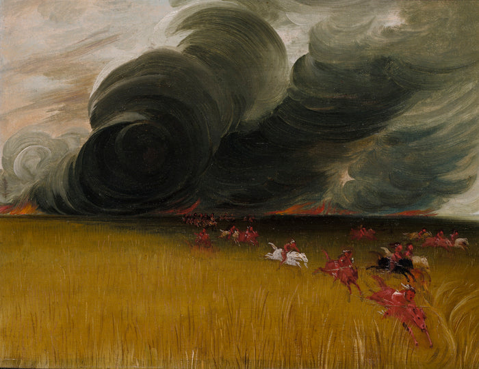 George Catlin:Prairie Meadows Burning,16x12