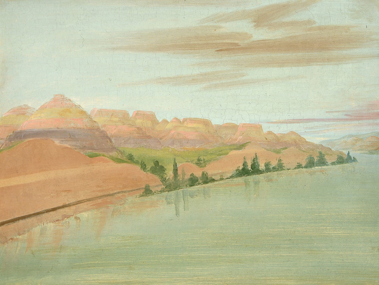 George Catlin:Beautiful Clay Bluffs, 1900 Miles above St. Lo,16x12"(A3)Poster