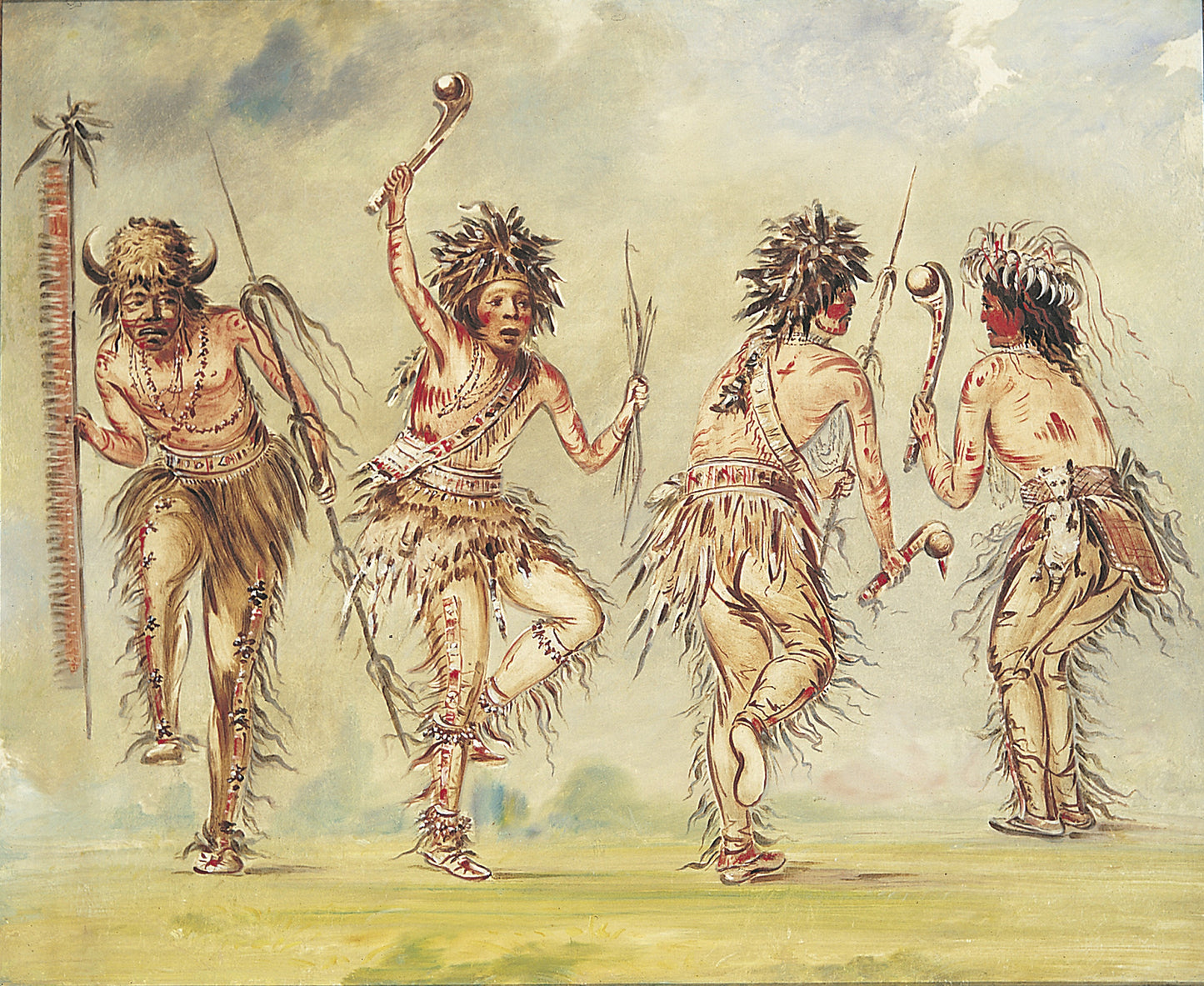 George Catlin:Four Dancers,16x12"(A3)Poster