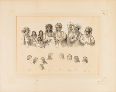 George Catlin:Indians: 9 Male and Female Torsos; 9 Head, Pro,16x12"(A3)Poster