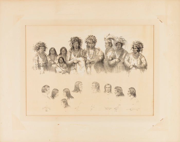 George Catlin:Indians: 9 Male and Female Torsos; 9 Head, Pro,16x12