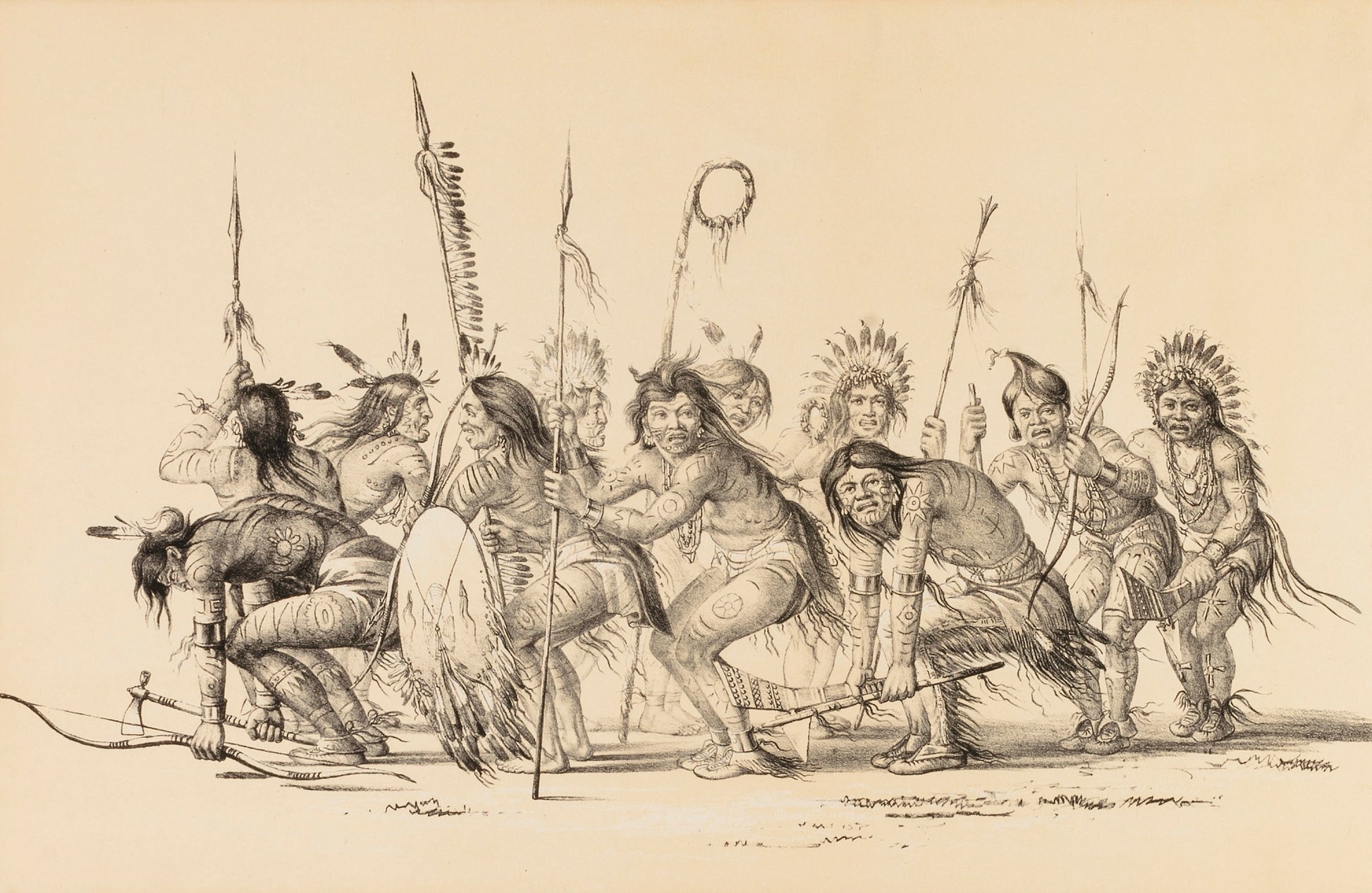 George Catlin:Indians in a Circle, Dancing--no. 30,16x12"(A3)Poster