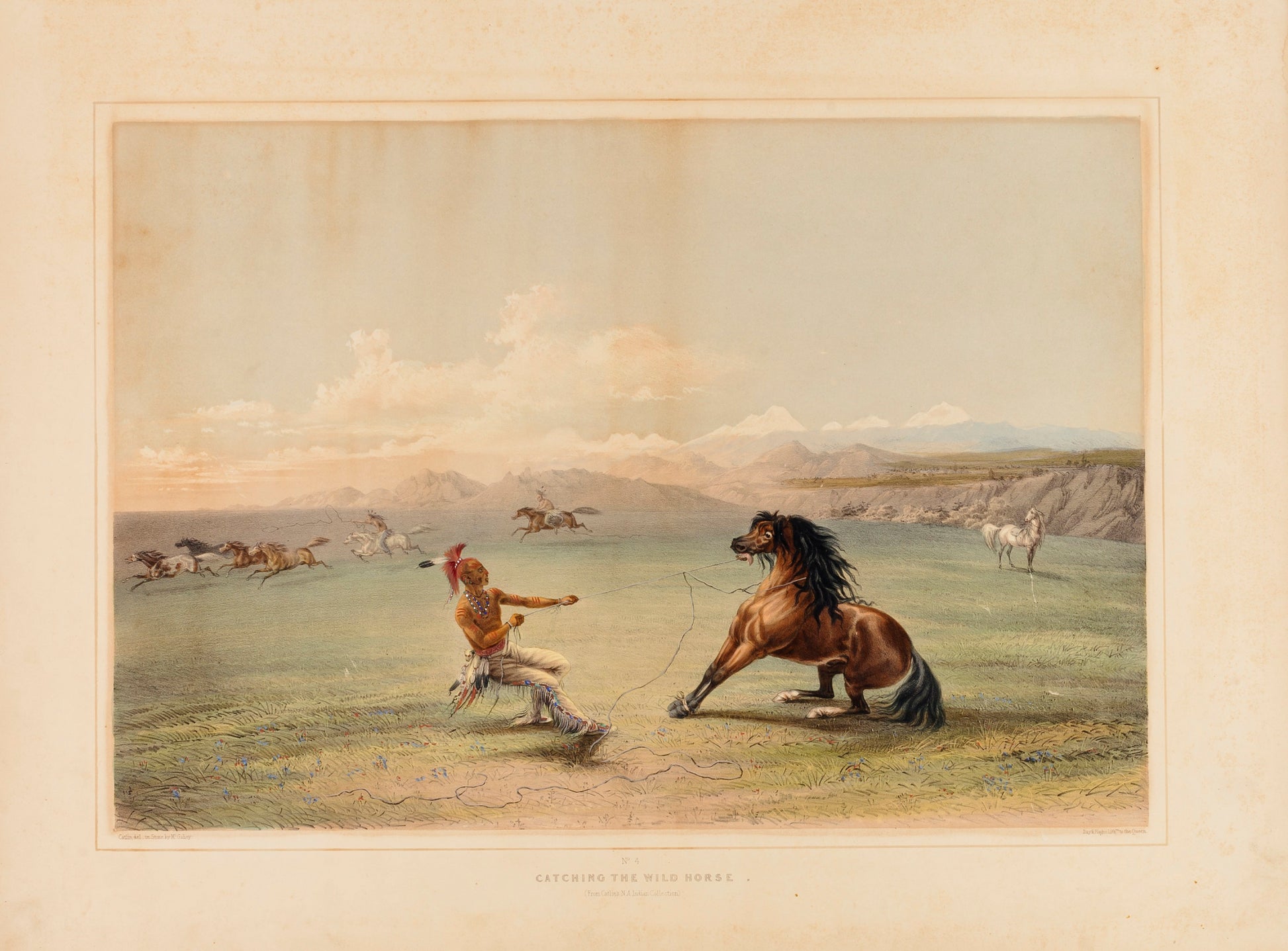 George Catlin:Catching the Wild Horse--no. 4,16x12"(A3)Poster