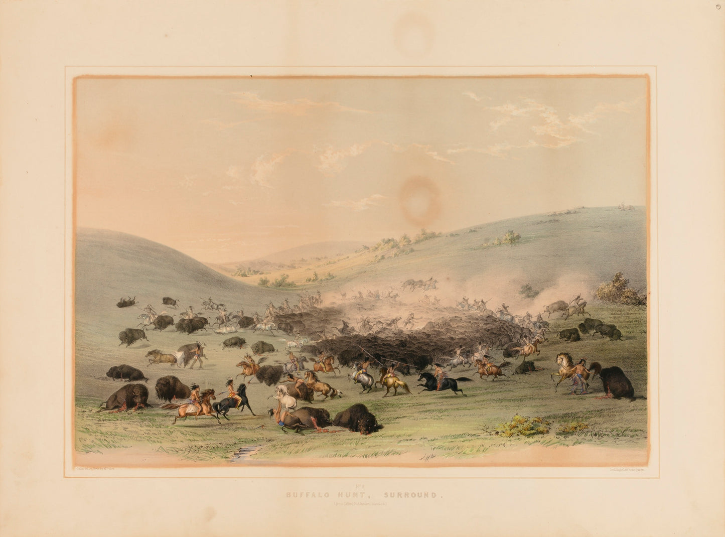 George Catlin:Buffalo Hunt Surround--no. 9,16x12"(A3)Poster