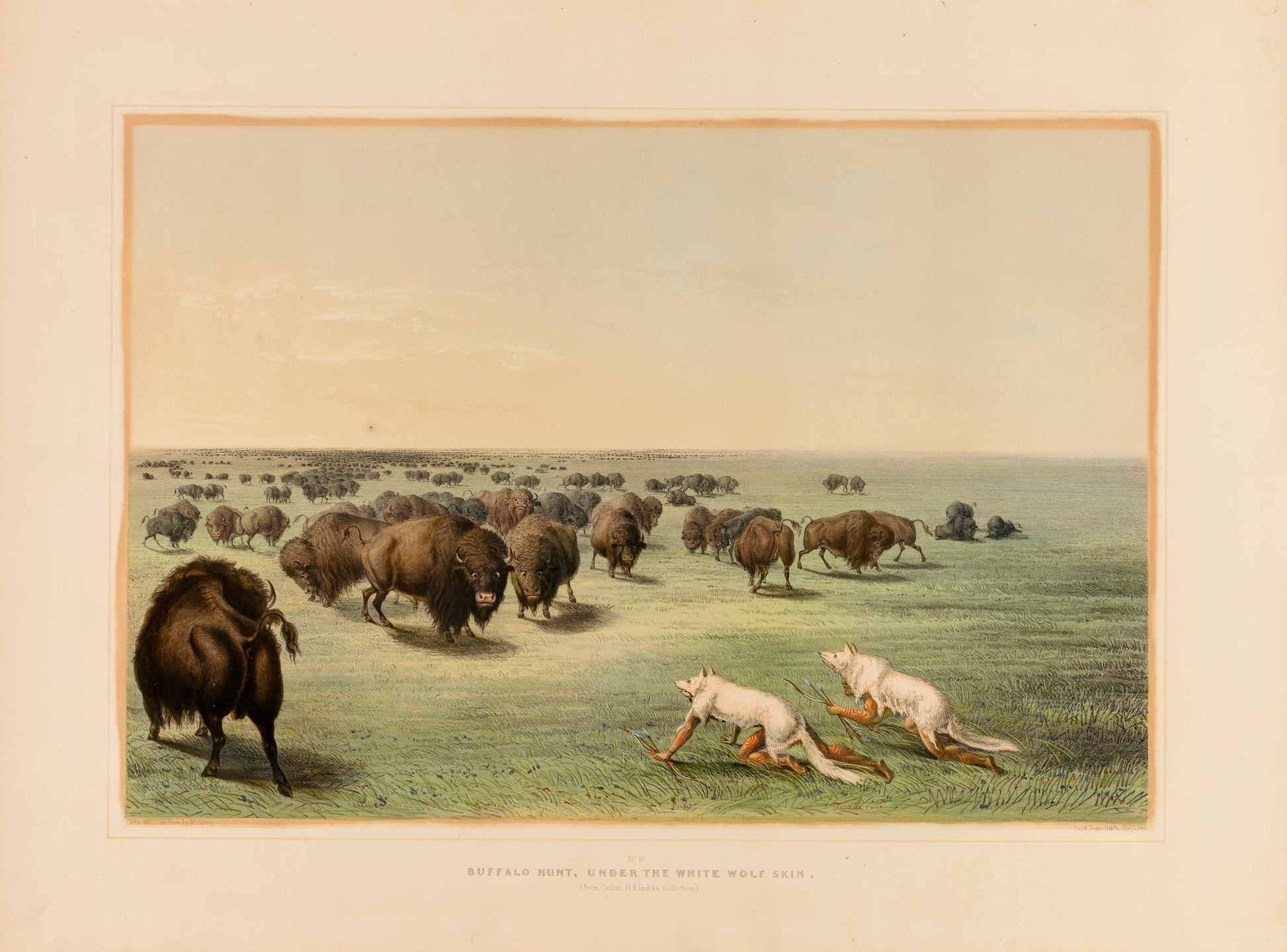 George Catlin:Buffalo Hunt, under the White Wolfskin--no. 13,16x12"(A3)Poster
