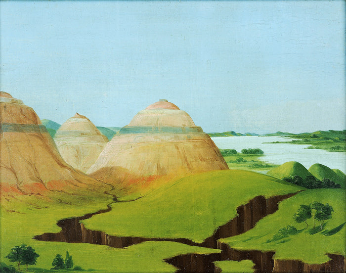 George Catlin:The Three Domes, Clay Bluffs 15 Miles above th,16x12