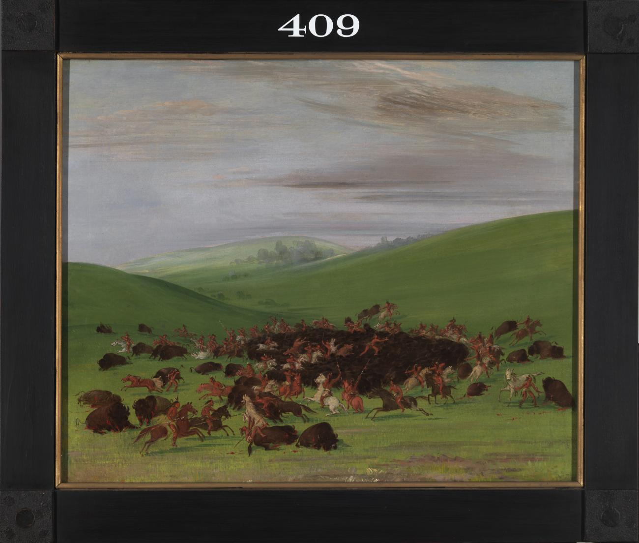 George Catlin:Buffalo Chase, a Surround by the Hidatsa,16x12"(A3)Poster