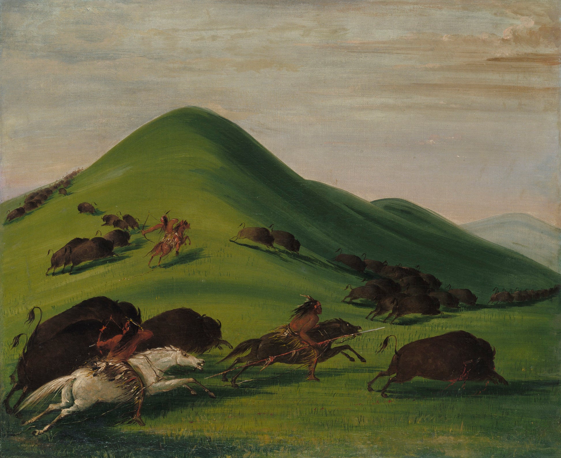 George Catlin:Buffalo Chase over Prairie Bluffs,16x12"(A3)Poster