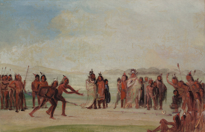 George Catlin:Tchung-kee, a Mandan Game Played with a Ring a,16x12