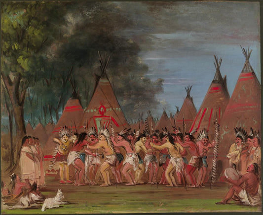 George Catlin:Dance of the Chiefs, Mouth of the Teton River,16x12"(A3)Poster